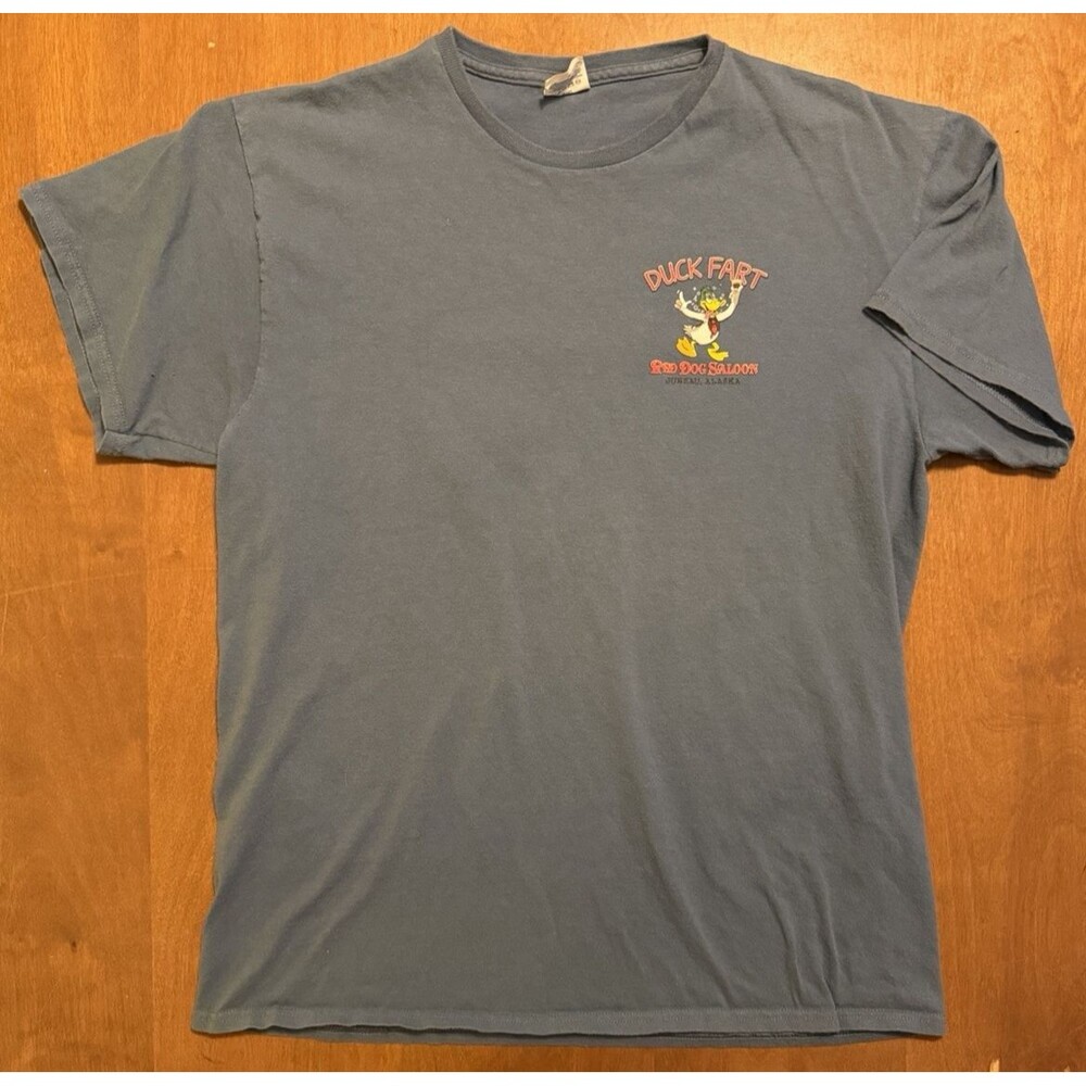 Red Dog Saloon T Shirt Men's Sz M Blue 2-Side Duck Fart Recipe Juneau Alaska Tee